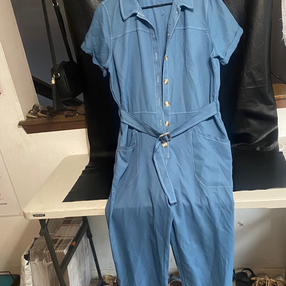Mimi Chica Blue Jumpsuit with Belt